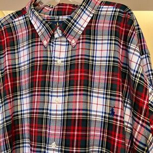 NWOT Men's Ralph Lauren Performance Plaid Flannel Button Down Shirt Size 4XLT